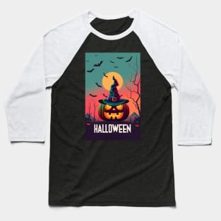 Halloween with Scary Pumpkin Baseball T-Shirt